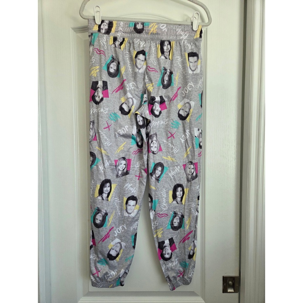 Friends TV Show Jogger Pants All Over Print Comfy Loungewear PJ Bottom Sz Medium